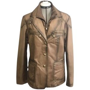 Vintage 1990s Y2K Leather brown jacket coat M medium Danier 8 10 moto biker vtg